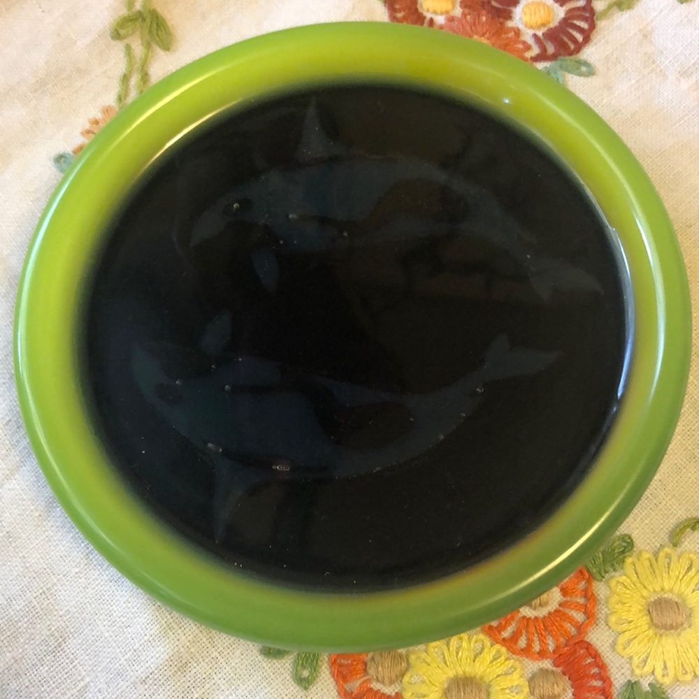 Handmade glow in the dark orca resin tray